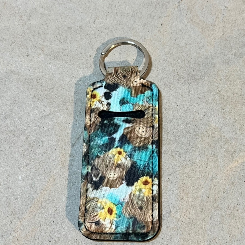 ULip Balm Holder Teal Highland Cow Sunflower Neoprene Chapstick Rustic